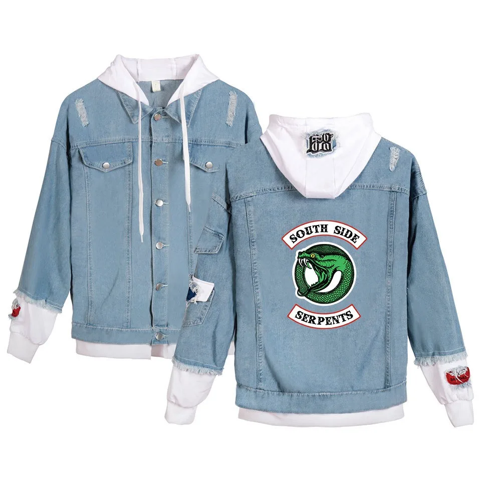 

Riverdale Denim Jacket South Side Serpents Tops Jean men/Teenage Streetwear Jacket Harajuku Hip Hop Denim Clothing Female