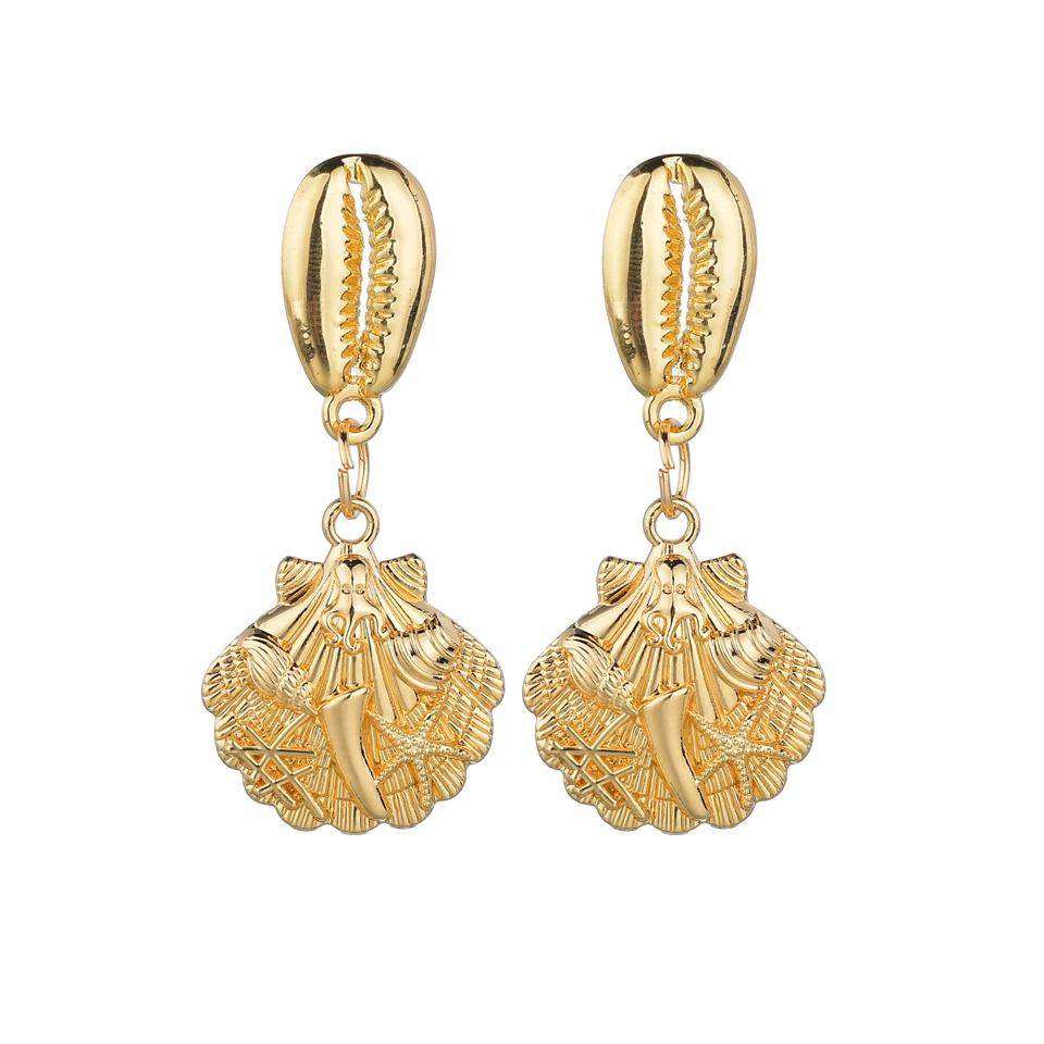 Элегантные матовые металлические золотые серьги в форме морской звезды