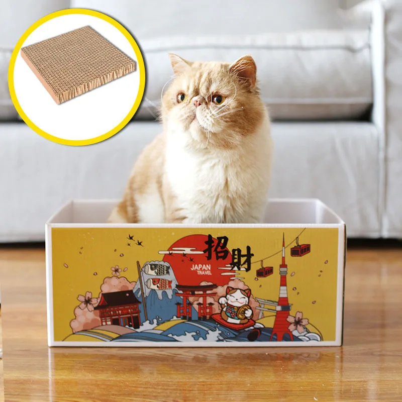 Милая Когтеточка для кошек, домик для когтей домашних собак, Когтеточка, кровать, Японский Корейский молочный автомобиль, картонная коробка, кровать для кошек С Кошачьей Мятой, товары для домашних животных