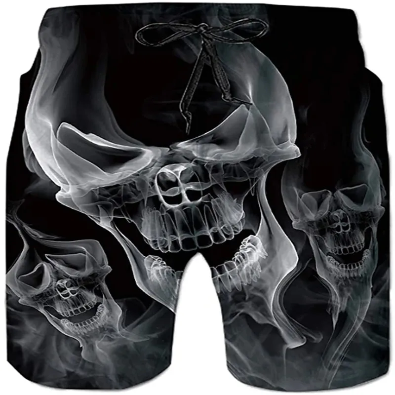 

Мужские пляжные шорты с 3D-принтом, купальник в виде черепа и покера, повседневные мужские шорты для плавания