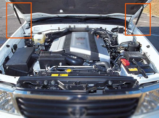 Автомобильные газовые Распорки амортизаторы подъемные опоры для Toyota Landcruiser 100 1998-2007 Lexus Land cruiser передний капот 440 мм