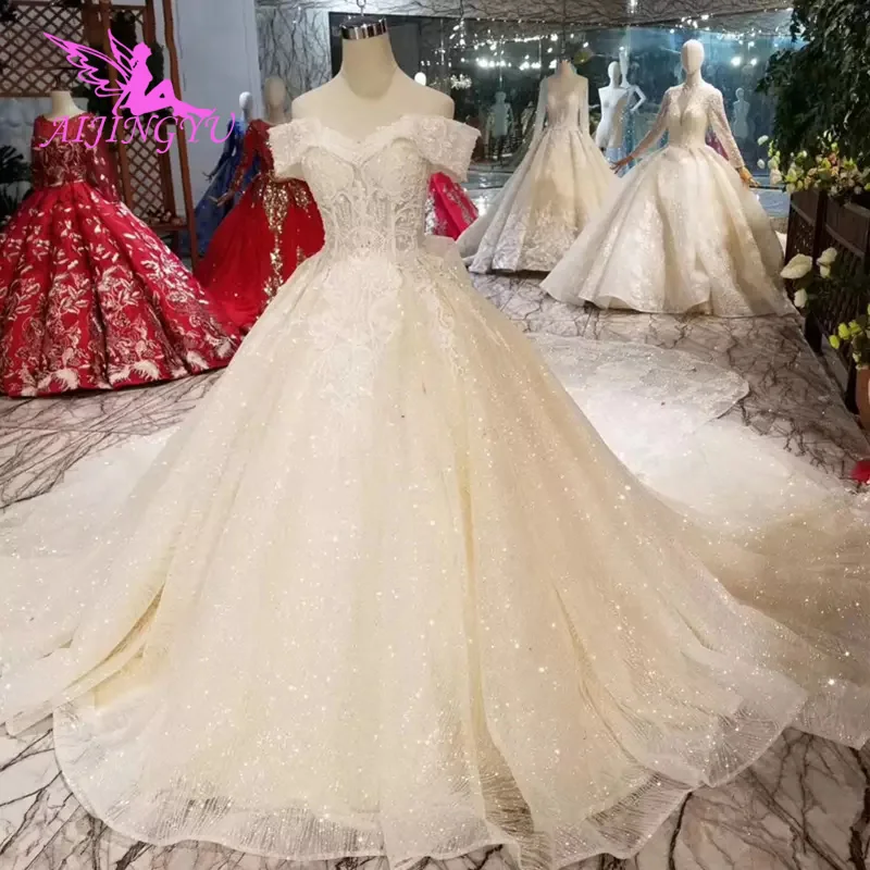 

AIJINGYU Antique Wedding Dresses Frocks For Bride Beach Plus Size Muslim Wears Gown With Sleeves Long Train Dress
