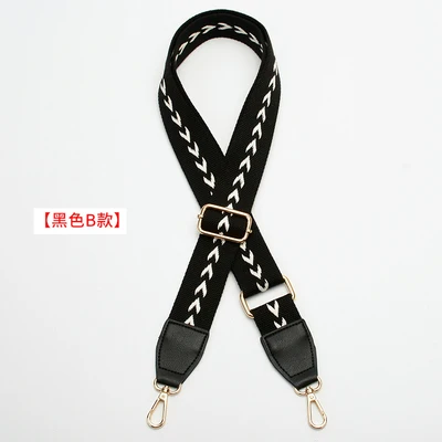 black A design 3,8 см широкий Модный ремешок с вышивкой стрелы V хлопковая холщевая ткань Сделай Сам сумка на одно плечо ручка ремня 88~ 140 см регулируемая - Цвет: black A design