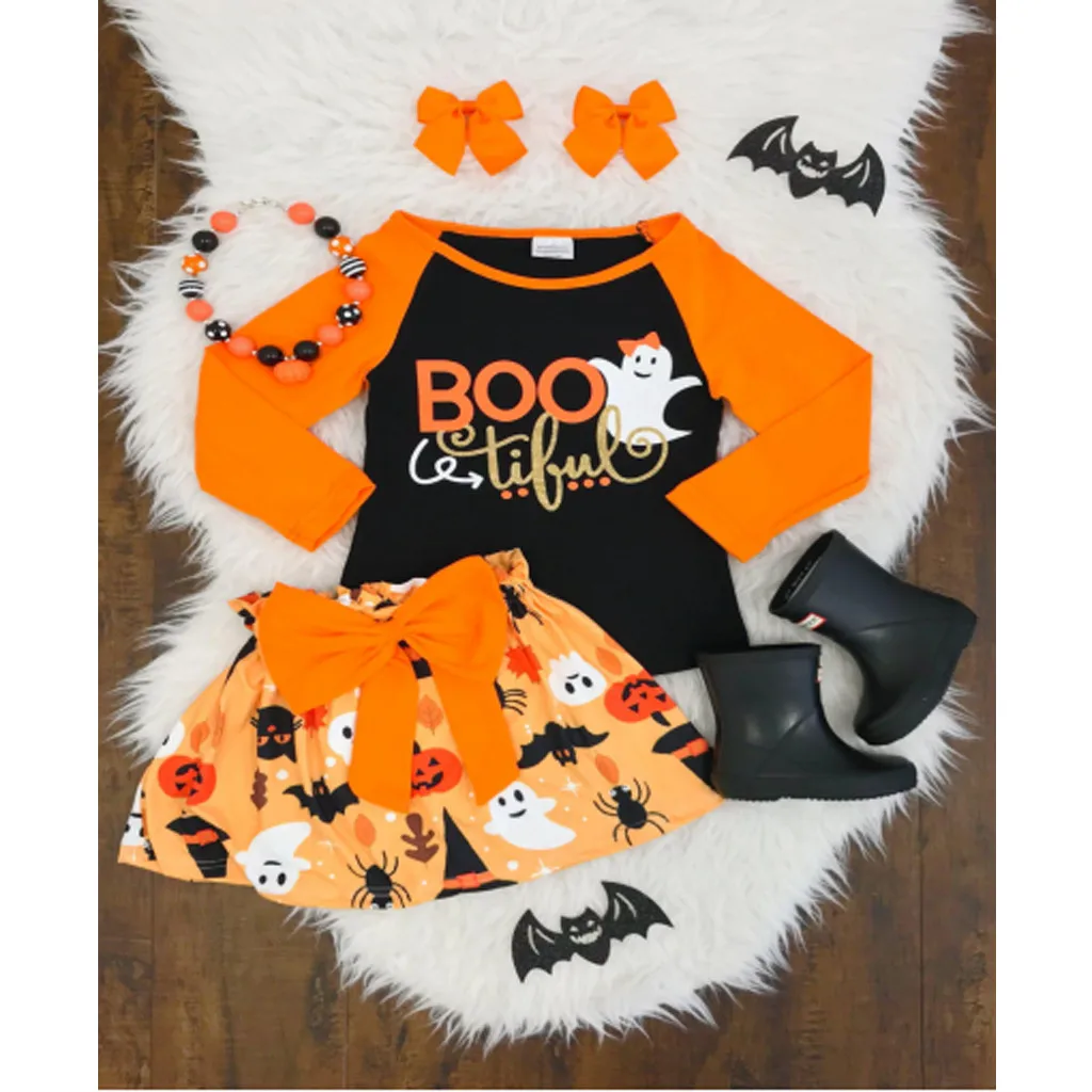 Одежда для маленьких девочек детская одежда на Хэллоуин топы с принтом героев