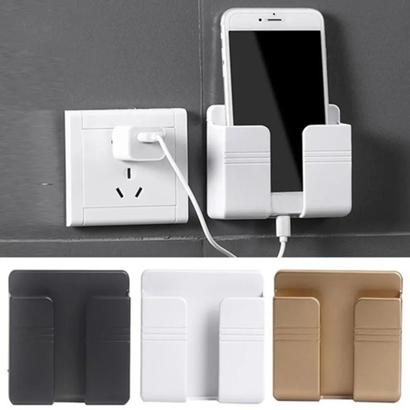 

Punch-free Remote Control Mobile Phone Charging Wall Mounted Storage Box Cell Phone Storage Rack Wall Holder Storage Organizer