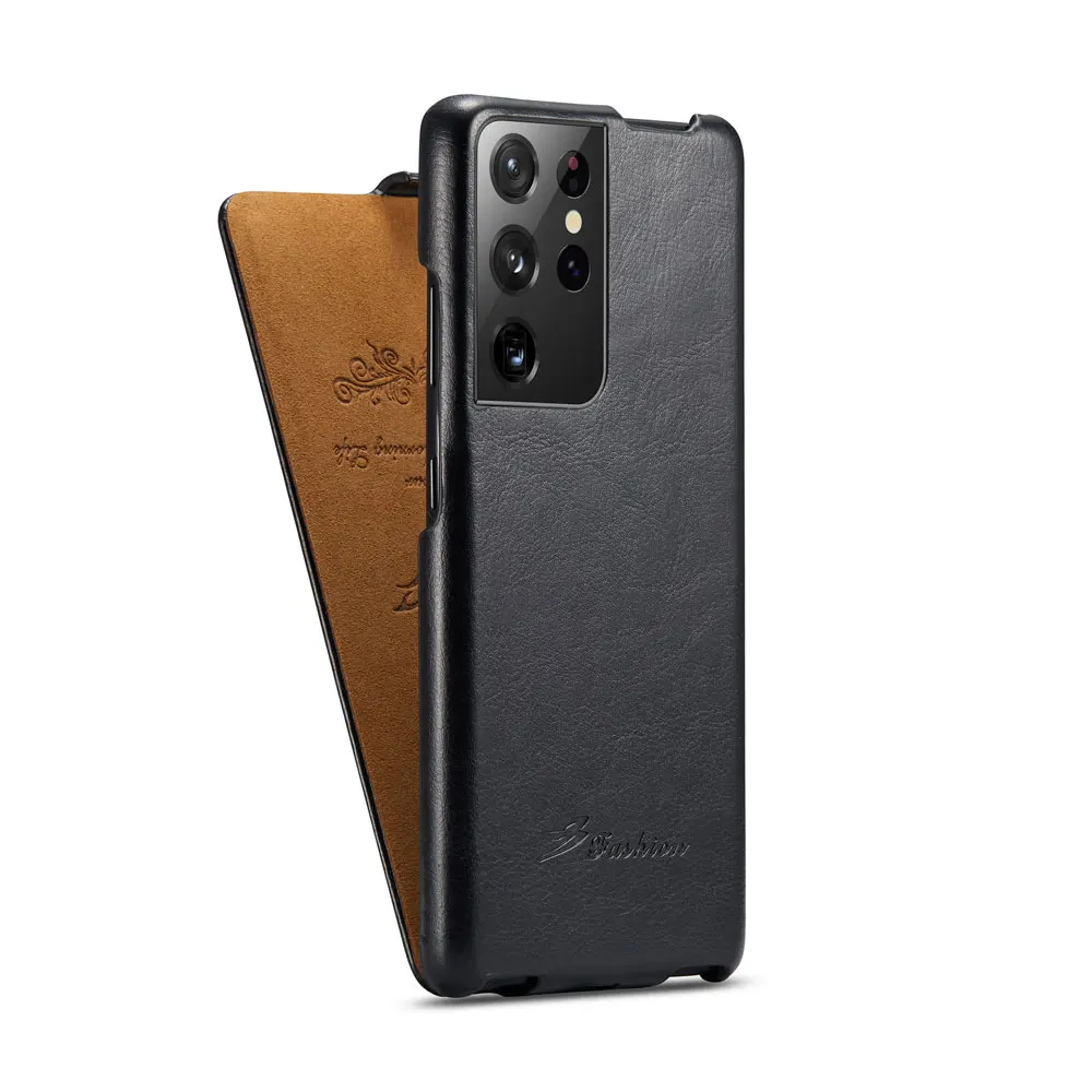 Фото Вертикальный кожаный чехол-книжка Fierre Shann для Samsung Galaxy S21 Ultra, чехлы для телефонов, чехол для samsung S10 etui №3