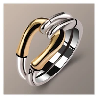 ins style gold and silver two tone ring personalized fashion couple ring for boyfriend or girlfriend size 6 10