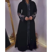 women cardigan kaftan moroccan evening dresses zipper heavy industry beading hot rhinestone loose muslim african plus size robe