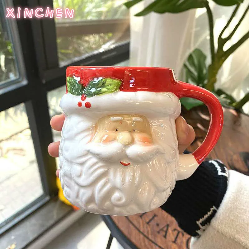 Рождественские керамические чайные кружки 350 мл забавная дорожная кофейная