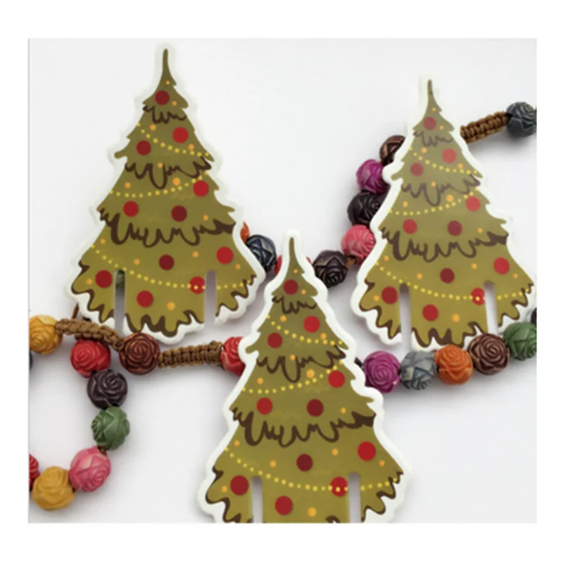 Christmas tree 10 шт./лот, рождественские украшения для домашнего стола, открытки, Рождественская шапка Санты, декоративный бокал для вина, новогодние вечерние принадлежности - Цвет: Christmas tree