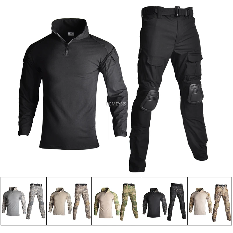 

Military Training Uniform Tactical Combat Camouflage Shirts Cargo Pants Elbow Knee Pads Army Paintball Sports Clothing Sets