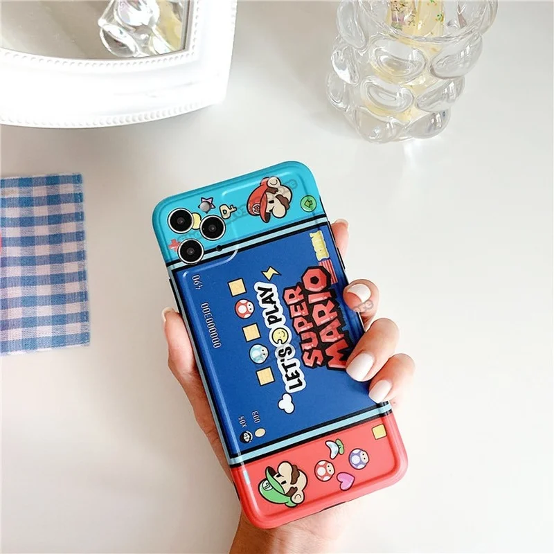 Cartoon Super Mario Phone Case for IPhone 7 8 Plus XS Max XR 11 Pro 12 Anti-fall Back Cover Cute Shell | Мать и ребенок