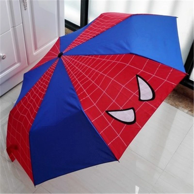 Disney kids folding umbrella spider-man captain america child windproof portable parasol outdoor travel gift |