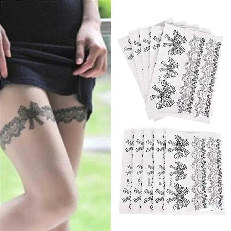 

1piece black henna tattoo Sexy Lace Stocking Arabic Indian rose butterfly Bow flash wedding art paint on hand arm leg