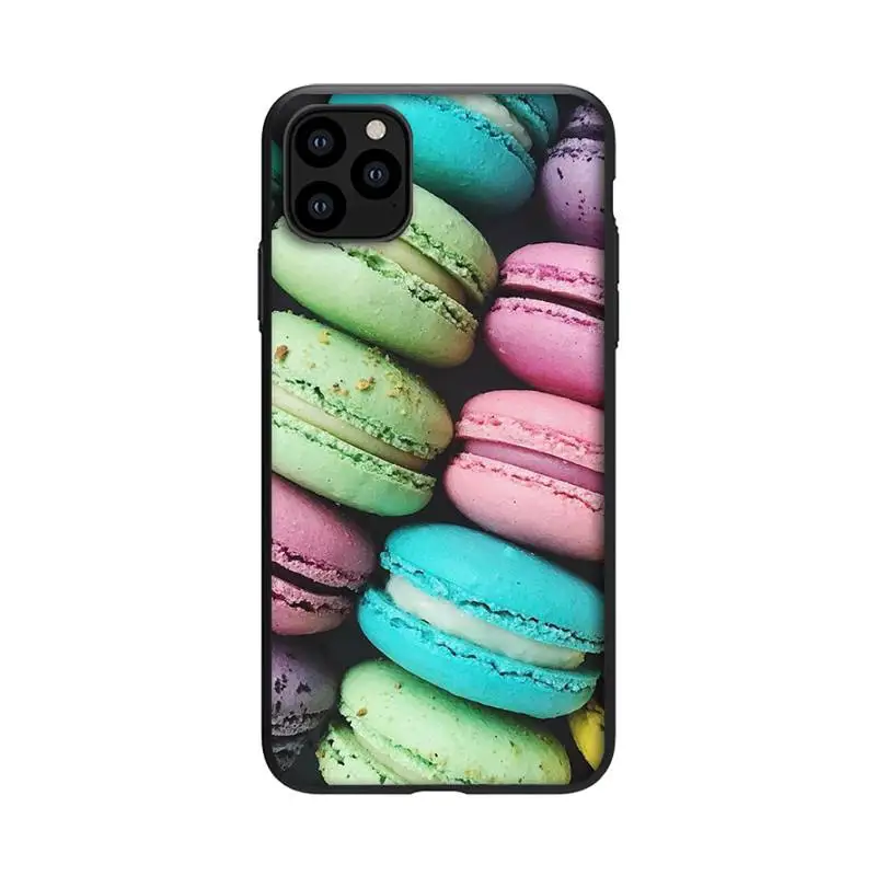 

Macarons Cake Phone Case For Black-Iphone 5s 6 6s 7 8 11 12 X Xs Xr Pro Plus Max Mini Fundas Cover