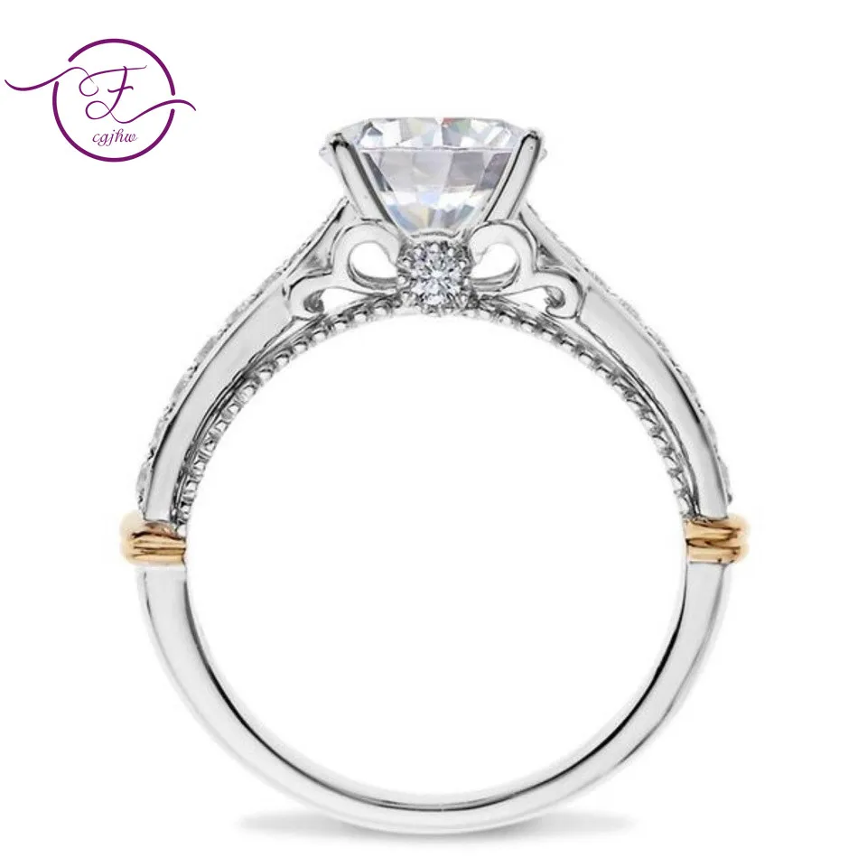 Женское Обручальное Кольцо из белого и розового золота 14 к 585 пробы 1ct 6 5 мм EF цвет