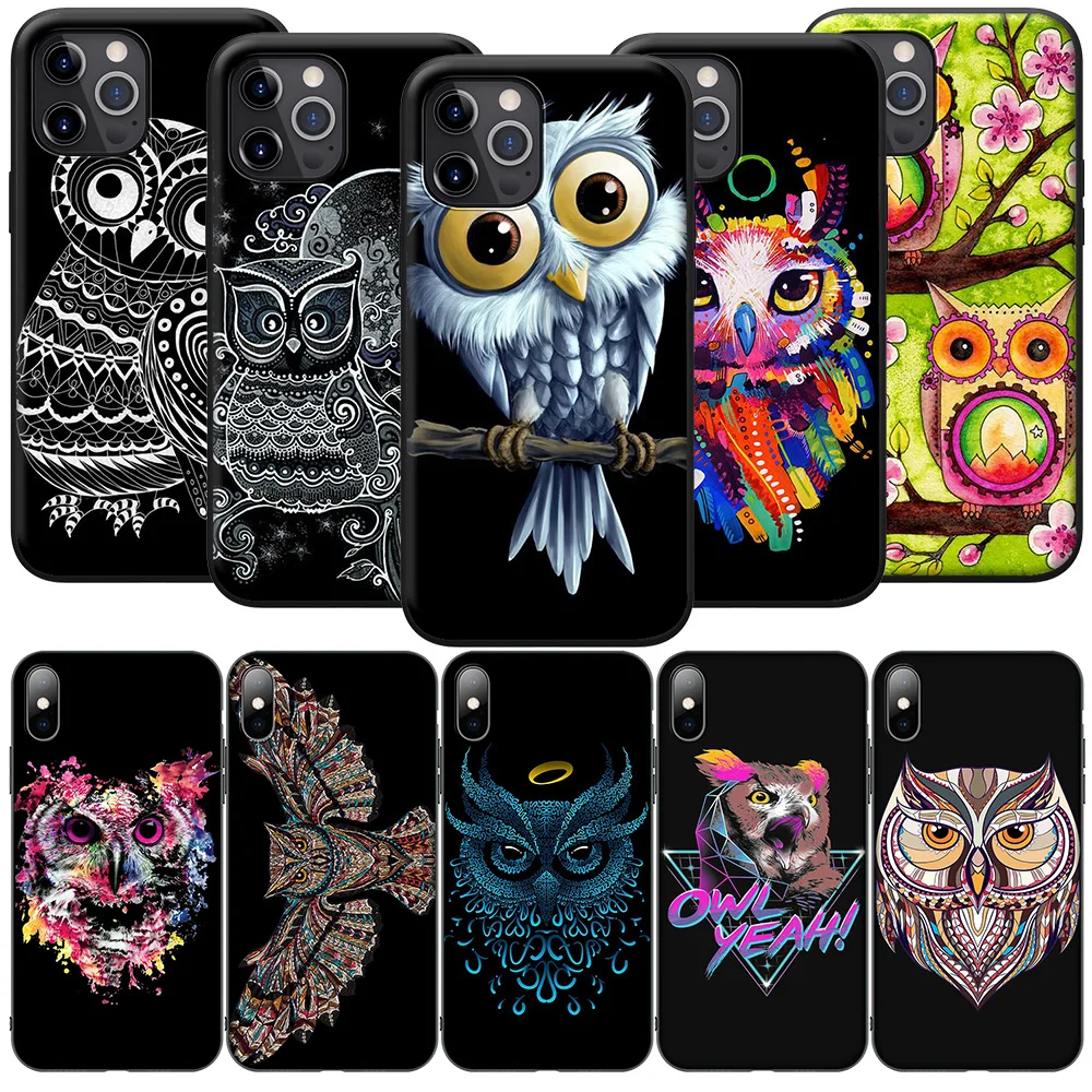 GX56 милый силиконовый мягкий чехол с совой для iPhone 13 12 Mini 11 Pro XS Max XR X 8 7 6 6S Plus 5 5S SE 2020 -