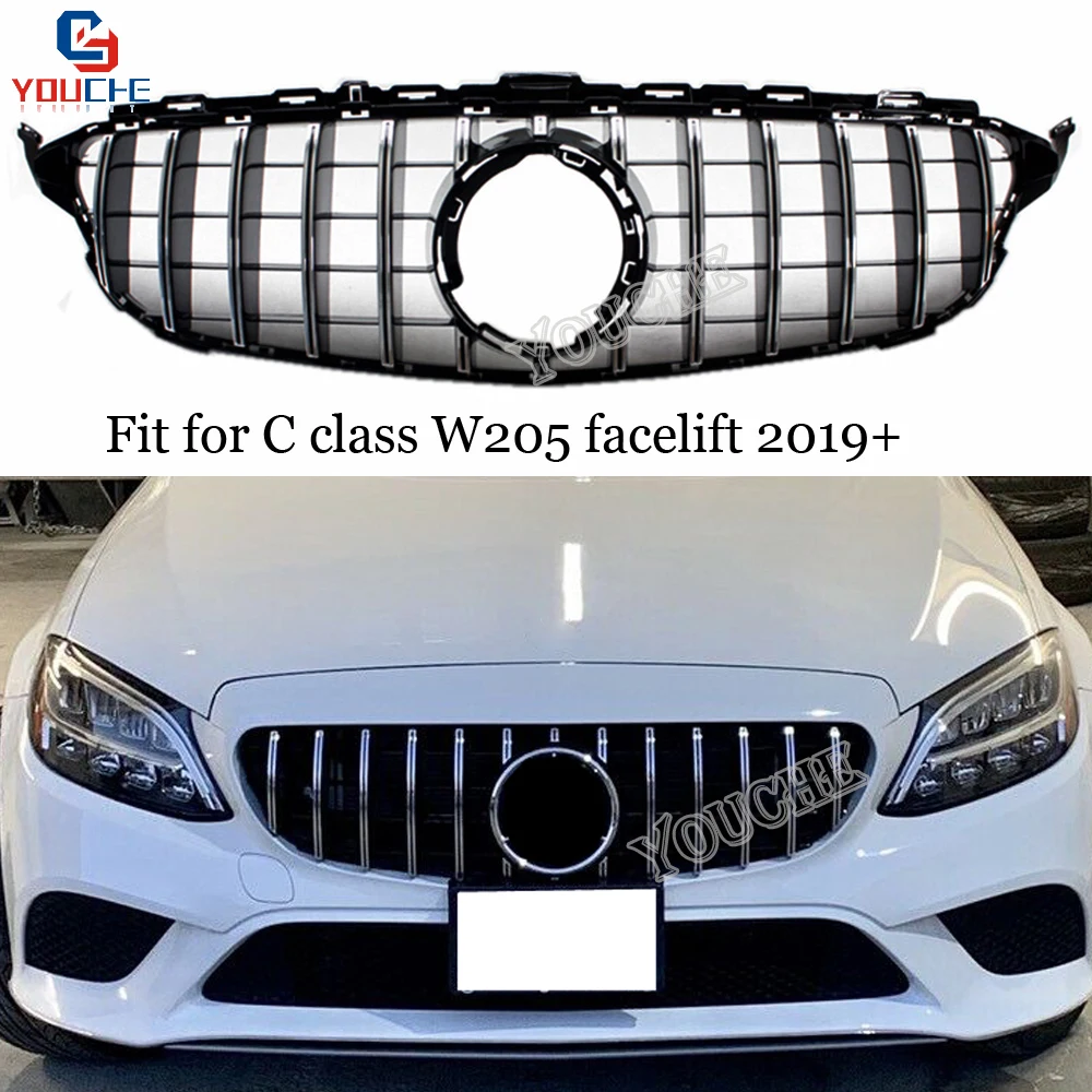 Новинка 19 W205 GT Grill GT R Решетка переднего бампера для Mercedes C W205 C180 C200 C300 C350 C43 AMG спортивная модель гриль GTR сетка