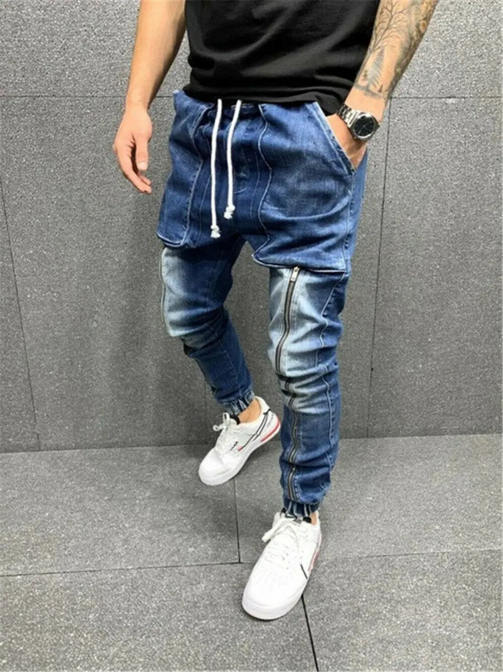 Mens Skinny Jeans Denim Pants Casual Stretch Slim Hip Hop Trousers
