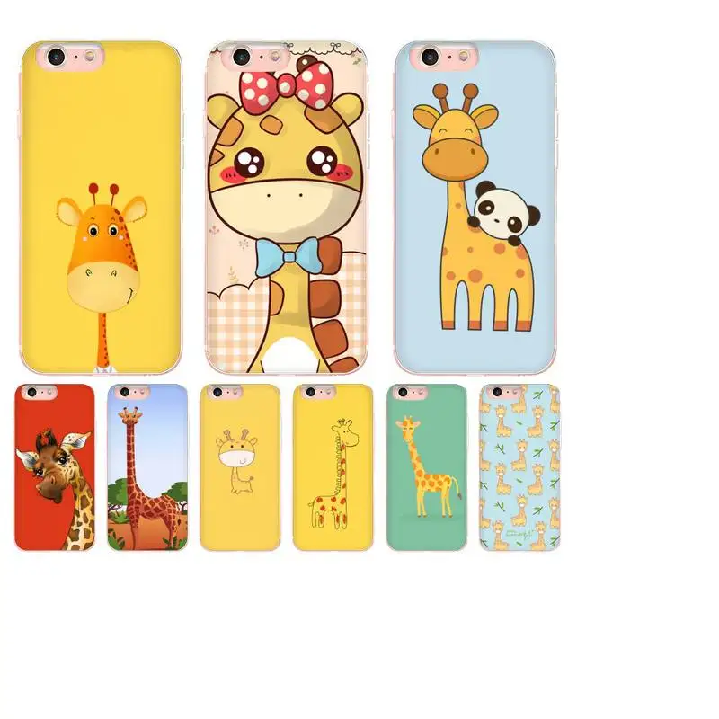 

Cute Cartoon Giraffe Phone Case For DIY iPhone X XS MAX 11 12 13 pro max 6 6s 7 7plus 8 8Plus 5 5S XR SE 2020 Transparent