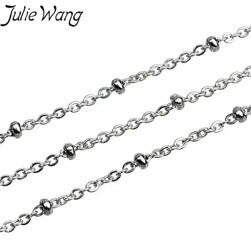 

Julie Wang 10 Yards/Roll 1.5/2mm Stainless Steel Cross O Chain With Circle Ring Necklace Chain Jewelry Making Finding Accessory