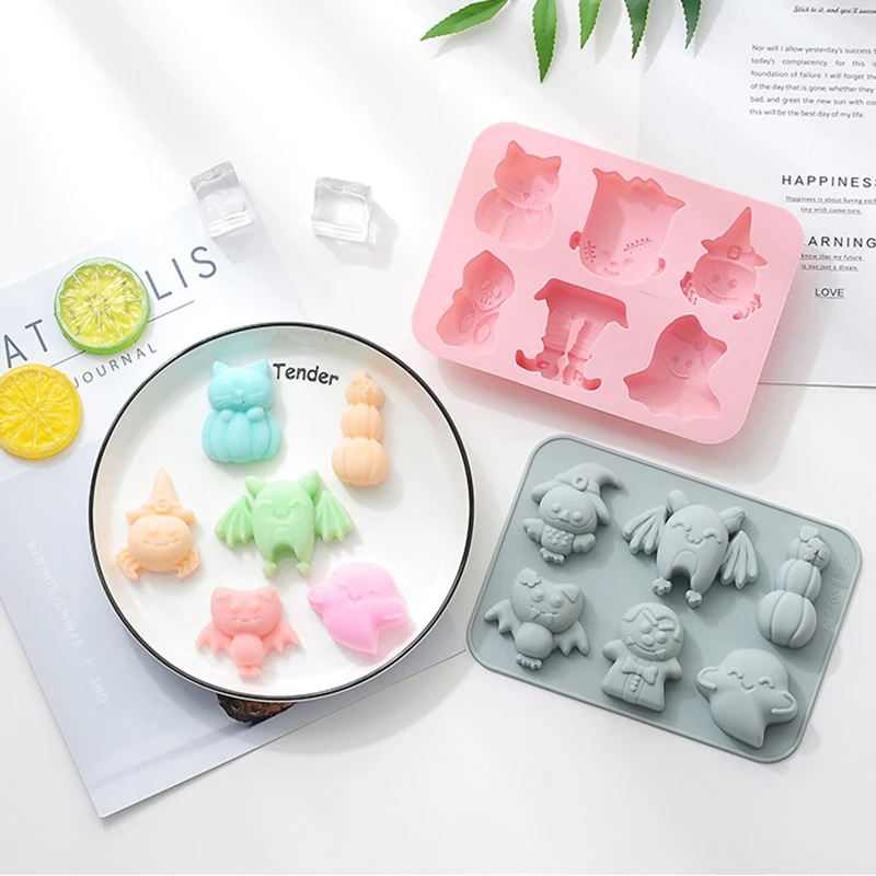 

Силиконовые трафареты для украшения на Хэллоуин, шаблоны «сделай сам» для помадки, торта, шоколада, мыла, практичные кухонные инструменты д...