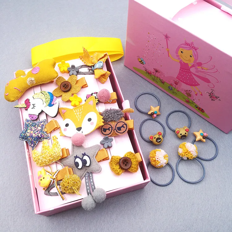 24 шт./компл. детские заколки для волос милые аксессуары девочек бант цветок с