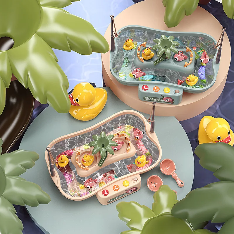 

Hot Montessori Toys for Kids Boys Girls Educational Fishing Toy Set with Light Music Ducks Water Board Game