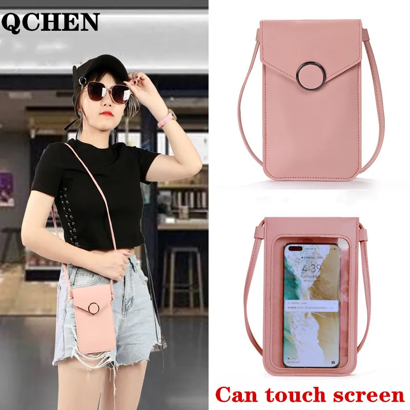 

Women's touch screen phone bag Ladies large screen big mobile phone bag style shoulder bag messenger girl transparent love 798