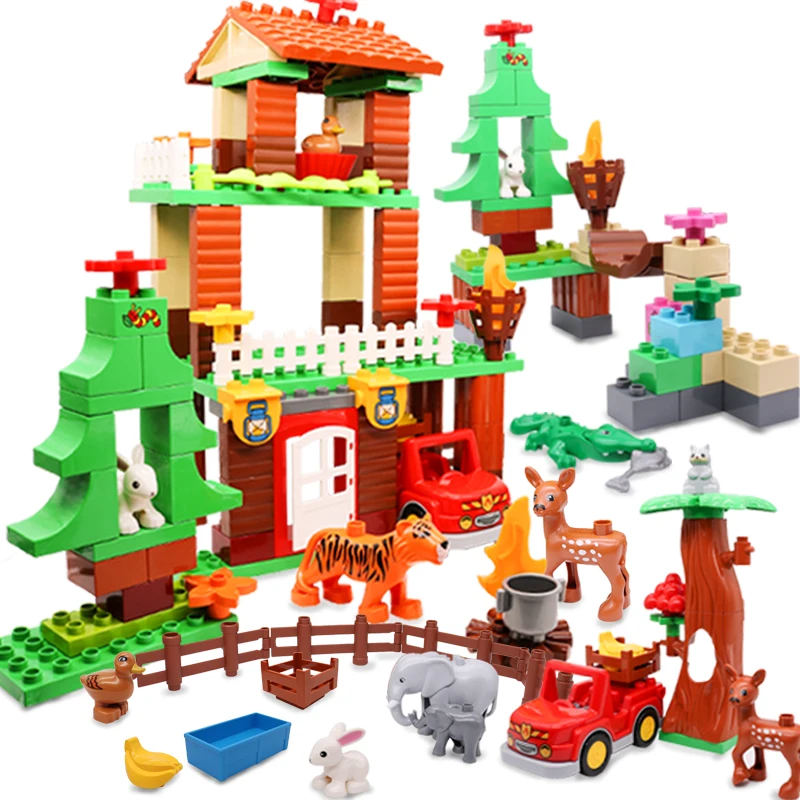 DIY джунгли Приключения строительные блоки большой размер сборные кирпичи дети