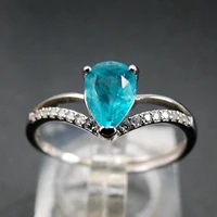 925 sterling silver tourmaline gem jewelry 5x7mm blue paleba silver ring female gift