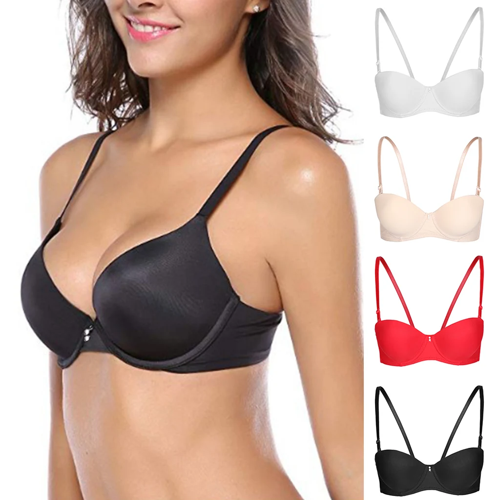 

Women Lady Padded Everyday Bra Underwire Basic Comfort Bralette Push Up Plunge Bra Seamless