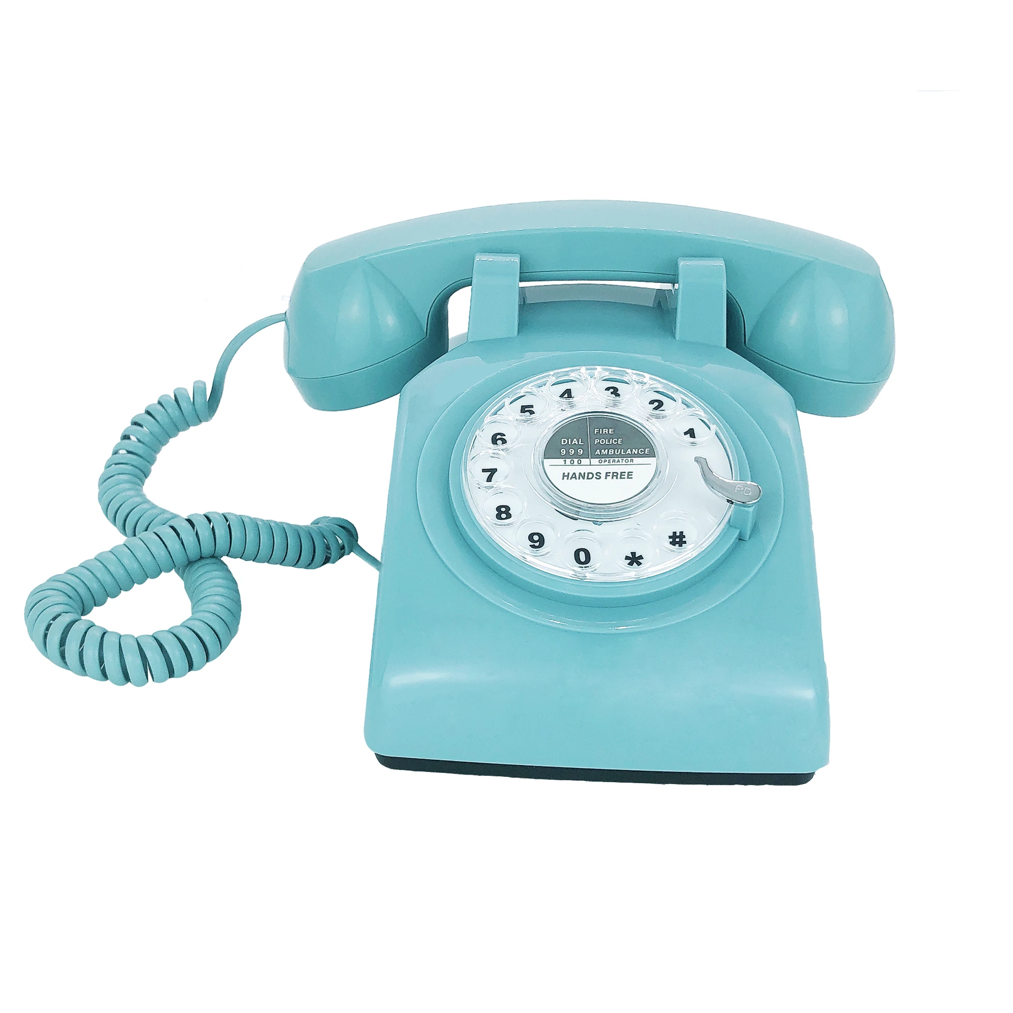 Blue Retro Telephone Classic Vintage Rotary Dial Hands Free Landline Phone for Home/Office/Hotel, Antique Phones for Senior Gift
