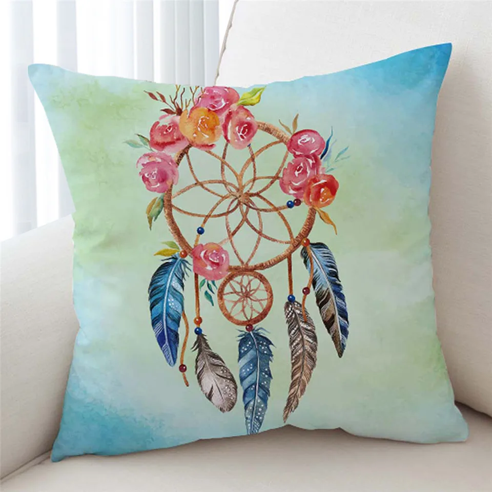 12 Постельные принадлежности Outlet Dreamcatcher Чехлы для подушек цветная подушка с перьями чехол богемный Мандала бросок Чехол 2 размера черные наволочки - Цвет: 12