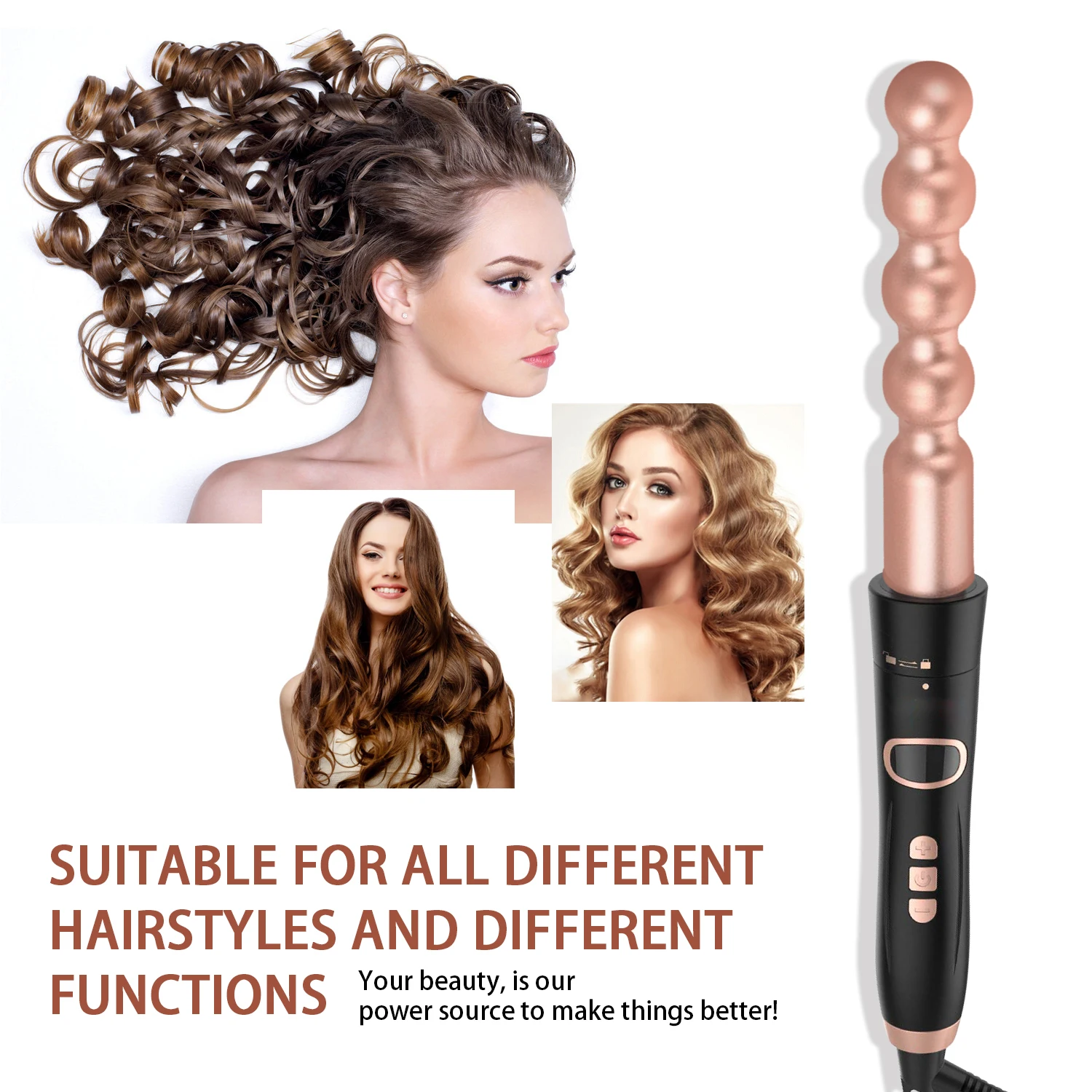5 в 1 розовое золото локоны Волшебные электрические щипцы для завивки Керамика
