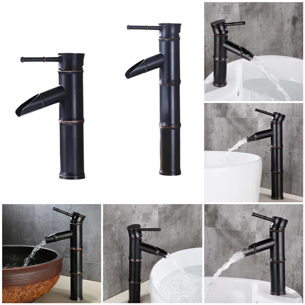 

2 Size Basin Faucet Antique Brass Bamboo Shape Single Handle Faucet Sink Mixer Faucet Classical Deck Mounted Faucet