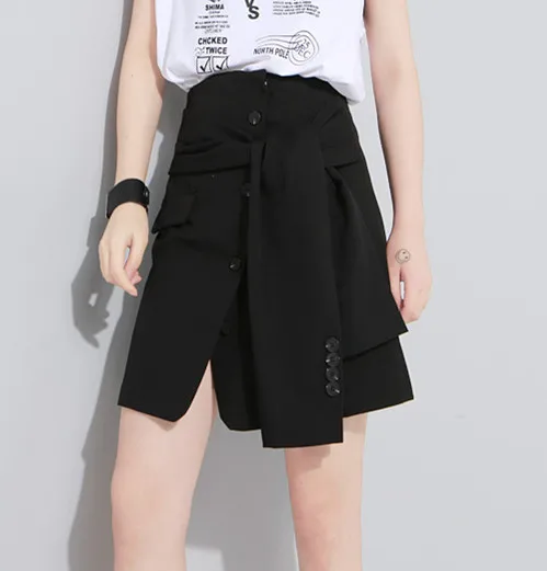 black skirt Cakucool/повседневный костюм с высокой талией, брюки с поясом, офисные женские брюки, модные серые, черные дизайнерские Капри по щиколотку, Femme - Цвет: black skirt