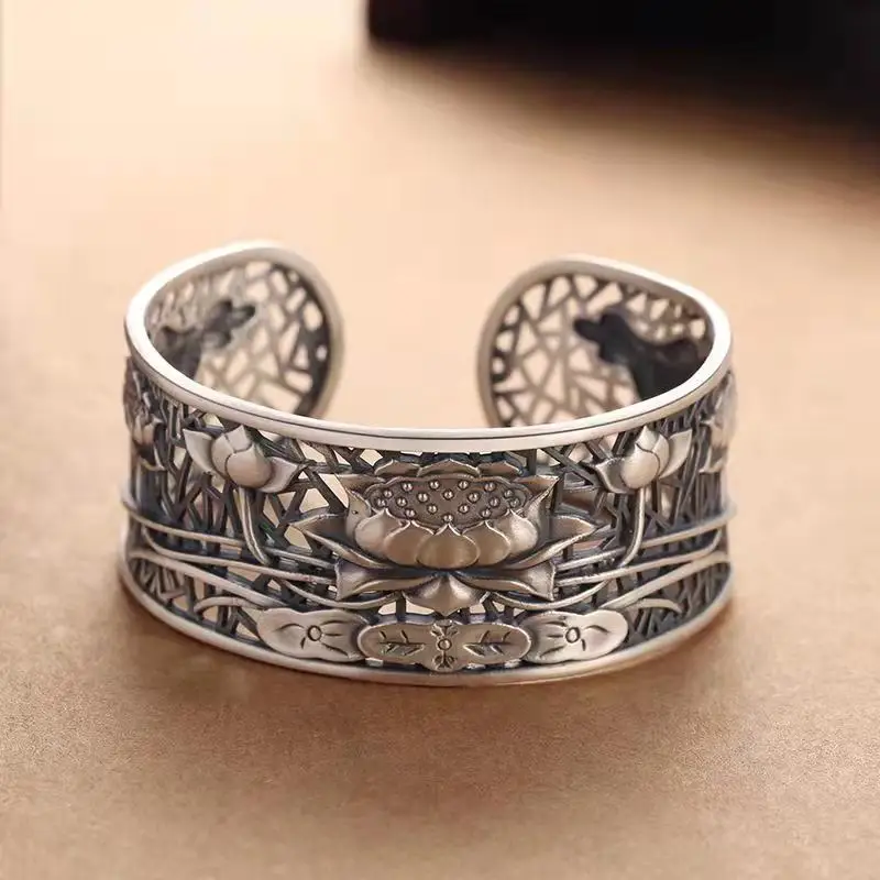 Новый Ретро Браслет в этническом стиле старый супер широкий полый браслет для