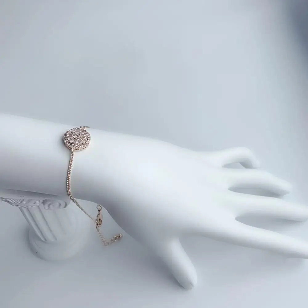 NEW ROSE GOLD COPPER ALLOY GLASS CHAIN BRACELETS FASHION JEWELRY WEDDING PARTY GIFTS FEMALE ACCESSORIES GOOD QUALITY | Украшения и