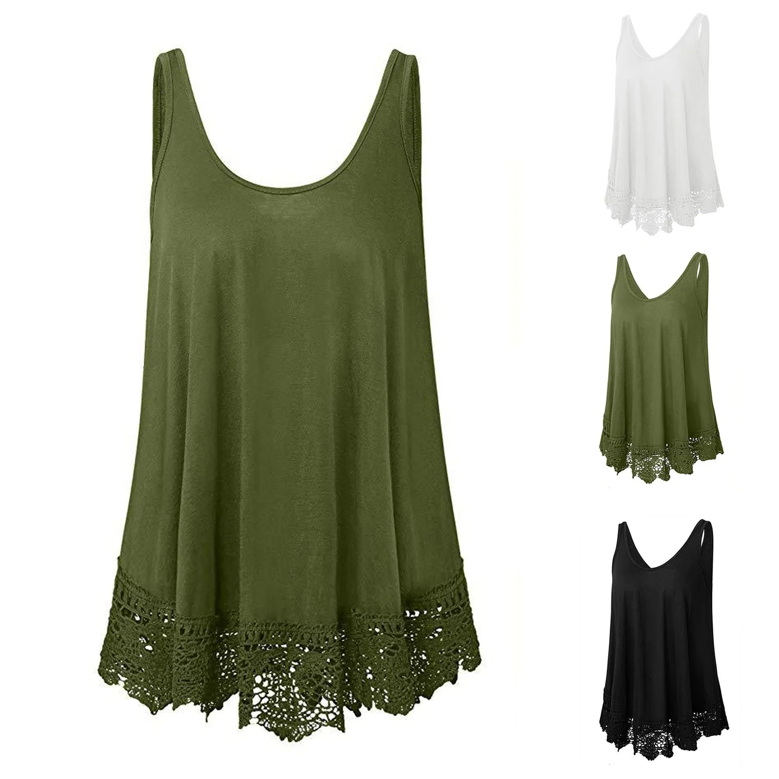 Размера плюс с кружевами в стиле свинг Женская майка жилет Летний без рукавов