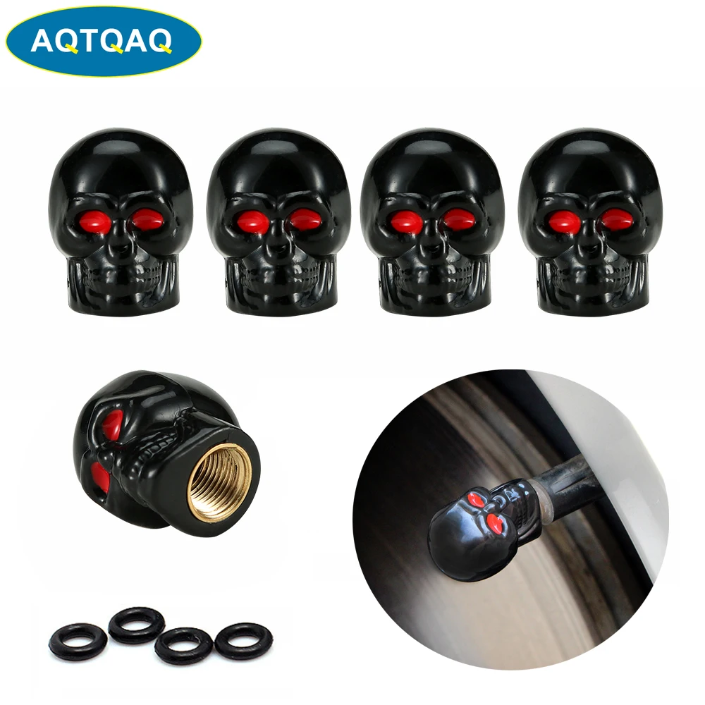 

4Pcs/Set Car Skull Style Antirust Copper Core Motorcycle Bike Car Wheel Tyre Tires Valve Stem Caps Universal Tire Cap