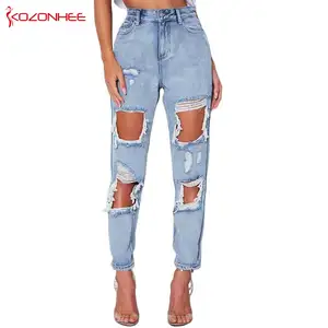Неэластичные прямые женские джинсы, неровные рваные прямые джинсы для женщин, повседневные уличные модные мужские брюки #61