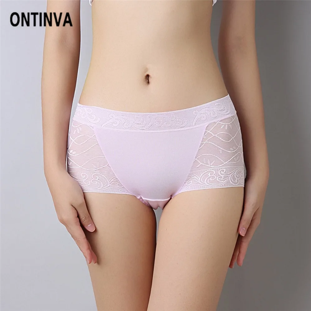 Женские трусы со средней посадкой L XL XXL размера плюс с кружевным тюлем Дамское