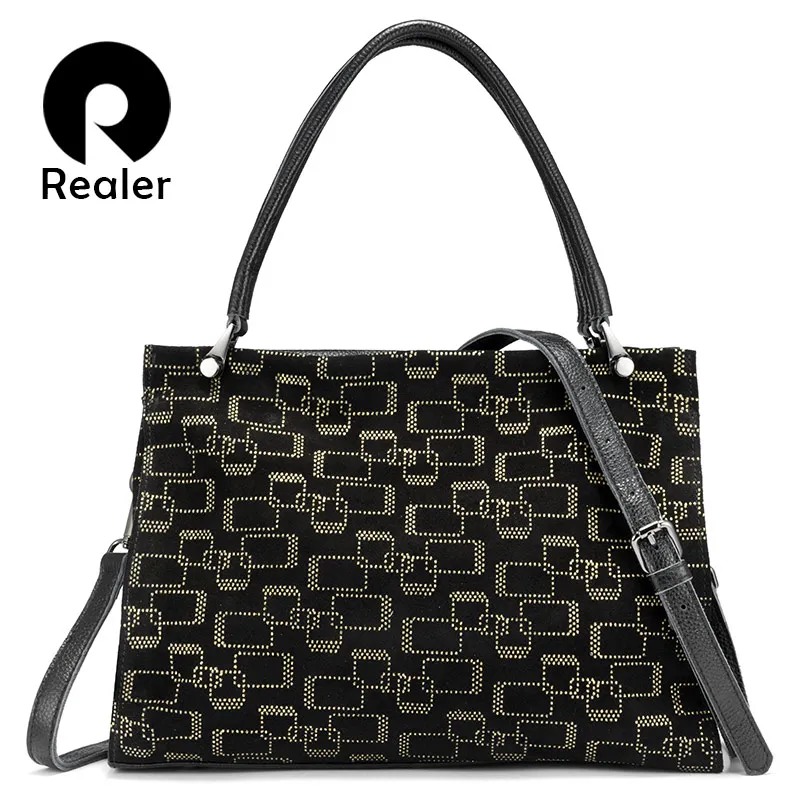 REALER женские сумки из натуральной кожи большая вместительность сумки-тоут