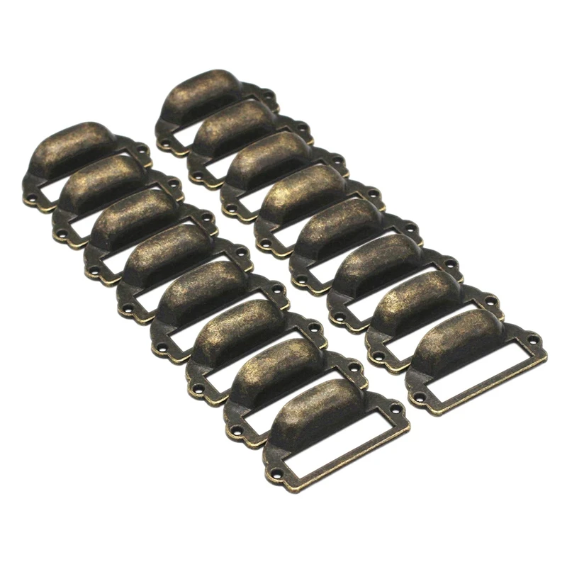 

16 Pieces 82X39mm Antique Bronze Card Holder Drawer Pull/Label Frames Card/Tag Pull/Cabinet Frame Handle/File Name Card Hol
