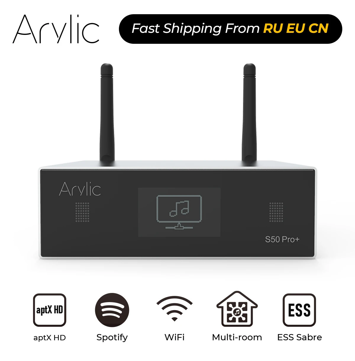 Arylic S50 Pro + WiFi и AptX HD преусилитель с ESS Sabre Dac AKM ADC мультирум Airplay Spotify Tidal Интернет