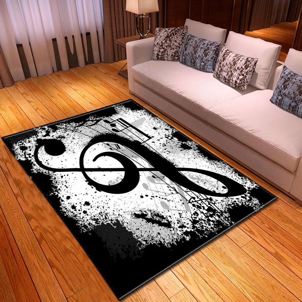 

3D Carpets Parlor Bedroom Area Rug Musical Note Living Room Rug Kitchen Mats Flannel Non-slip Floor Area Rugs