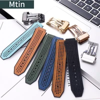 leather strap mens 19mmx25mm watch accessories for hublot outdoor sports rubber watch band wrist strap chain ladies buckle tool