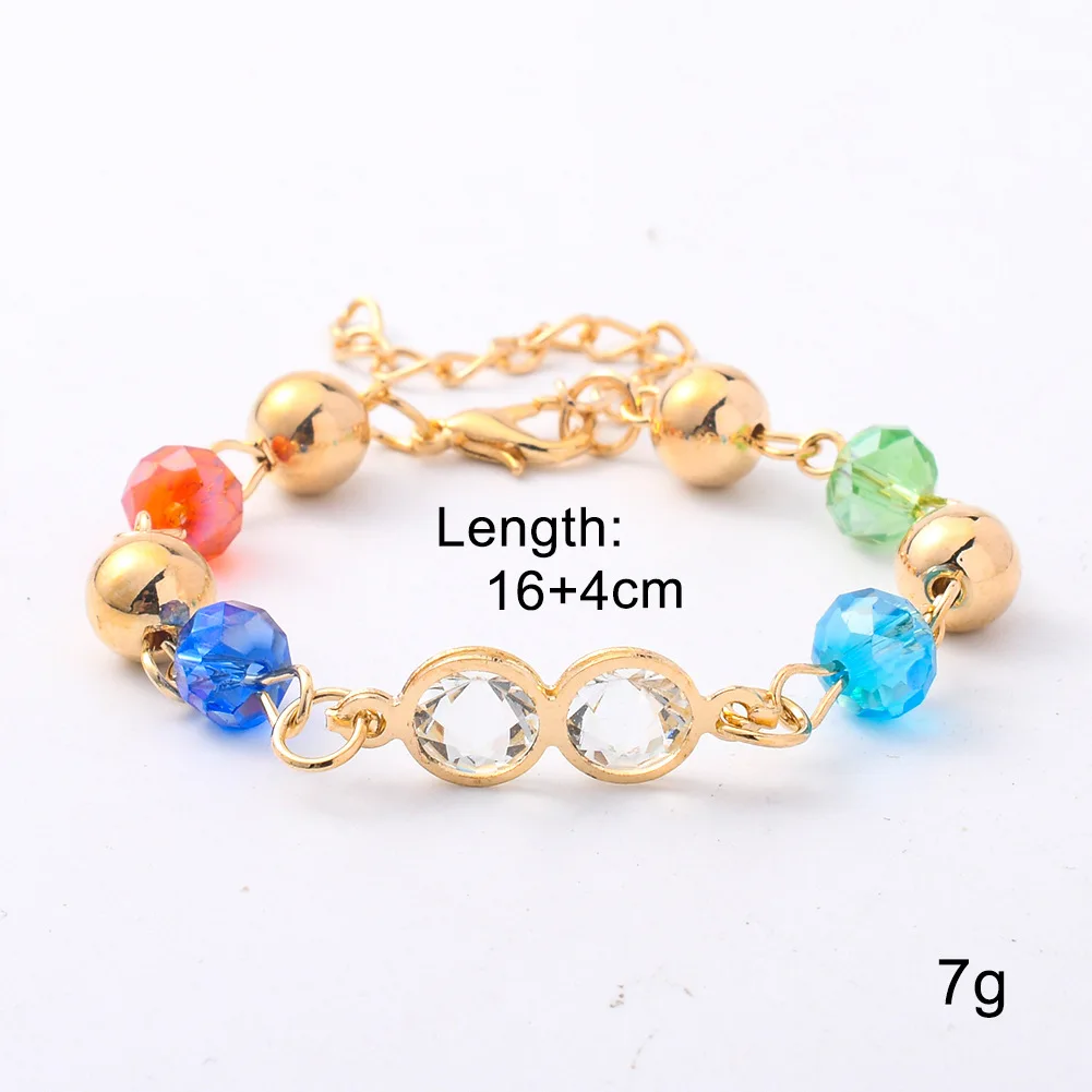 

New Korea Trendy color crystal bead chain bracelet personality geometry five-pointed star studded for Women Party Jewelry