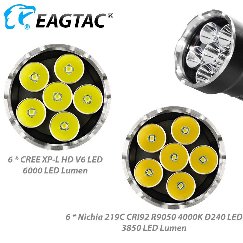 EAGTAC MX30L3CR комплект 6000 люмен перезаряжаемый светодиодный фонарик из нержавеющей